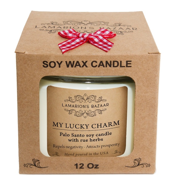 MY LUCKY CHARM- Palo Santo Scent - 100% Soy Candle with Rue herbs for Good Luck - Picture 6 of 8